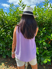 Lilac Floral Mesh Bubble Cotton Top Robin