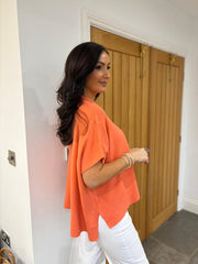 Orange Button Front Knit Zelda