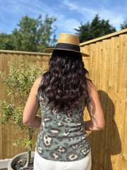 Khaki Leopard Ruffle Trim Vest Zoe