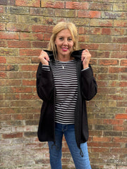 Black Striped Super Soft Round Neck