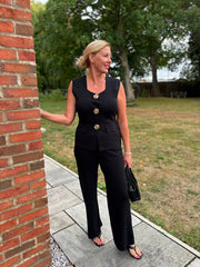 Black Rose Button Waistcoat Set Nala