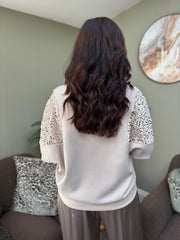 Stone Sequin Panel Sweatshirt Victoria