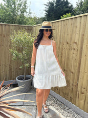 Stone Gingham Sun Dress Lauren