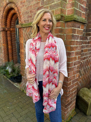 Lipstick Watercolour Zig Zag Scarf