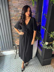 Black Shimmer Angel Sleeve Dress Maddie