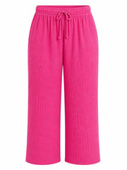 Lipstick Pink Bubble Cotton Trousers