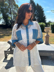 Denim Detail Lace Shirt Dina