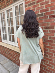 Khaki Asymmetric Frill Top Coralie