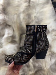 Black Stud Embellished Ankle Boots