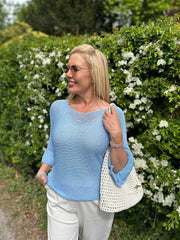 Blue Ruffle Sleeve Knit Alexis