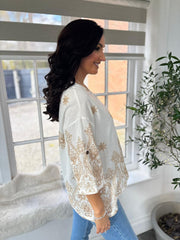 White Floral Embroidered Top Sydney
