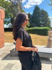 Black Twist Drape Top Jacqueline