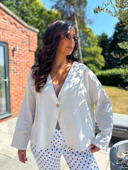 Stone Button Front Jacket Helen