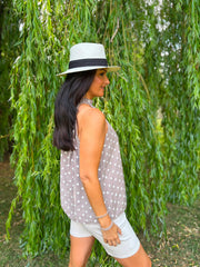 Mocha Polka Dot Halter Neck Top Judy