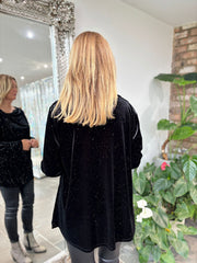 Black Velour Cowl Neck Sparkle Top Olivia