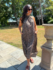Sparkle Leopard Halter Neck Dress Alyssa