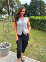Grey Buttoned Knit Waistcoat Kerry