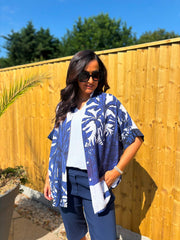 Navy Coastal Palm Blouse Naomi