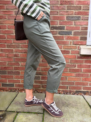 Khaki Frill Pocket Trousers Sasha