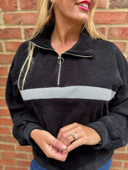 Black Chenille Half Zip Jumper Hazel