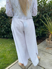 White Wide Leg Pull on Silvia Trousers