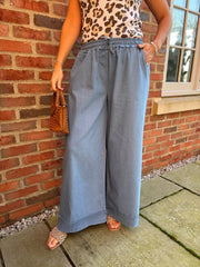 Light Denim Wide Leg Pull on Jeans