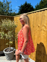 Orange Ditsy Floral Vest Top Lyra