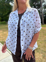 White Polka Dot Blouse Kathy