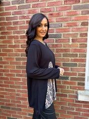 Black Patterned Knit Top Danielle