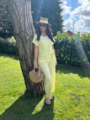 Lemon Ribbed Drape Tie Co-ord Daniella