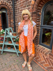 Orange Gold Fleck Paisley Scarf