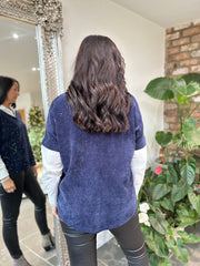 Navy Shimmer Layered Top Ellis
