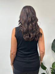 Black Ribbed Lace Vest Trina