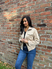 Stone Faux Suede Jacket Shana