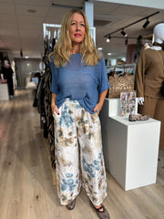 Winter White Shimmer Floral Trousers Adele