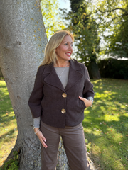 Chocolate Gold Buttoned Jacket Vanessa