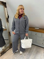 Grey Leopard Bow Cardi Georgina