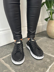 Black Pierced Slip On Trainers