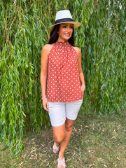 Rust Polka Dot Halter Neck Top Judy