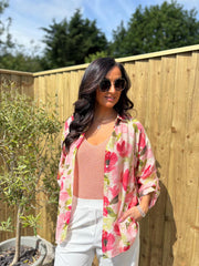 Red Poppy Print Blouse Rachel