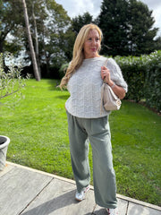Grey Short Sleeve Chevron Knit Kenna