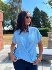 Blue Twist Drape Top Jacqueline