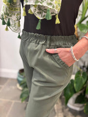 Khaki Frill Pocket Trousers Sasha