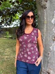 Wine Leopard Ruffle Trim Vest Zoe