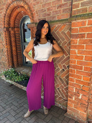 Magenta Pleated Wide Leg Trousers