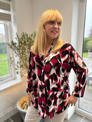 Wine Large Brushed Leopard Blouse Gloria