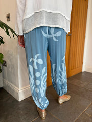 Denim Coastal Print Hareem Trousers