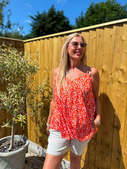 Orange Ditsy Floral Vest Top Lyra