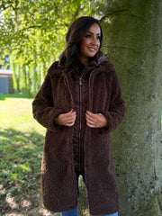 Chocolate Premium Hooded Sherpa Coat Camilla
