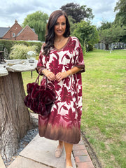 Wine Ombre Floral Dress Stephanie